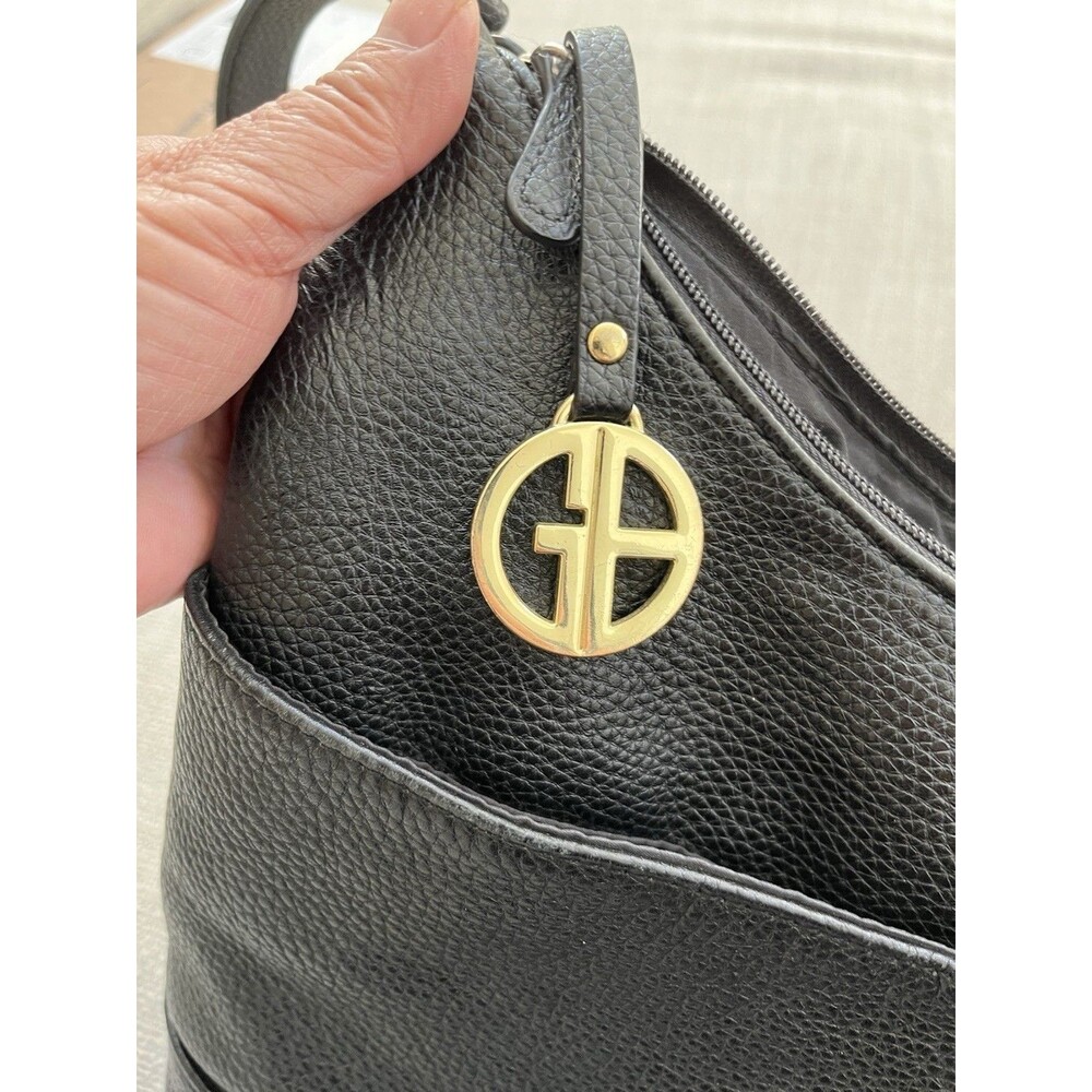 Giani Bernini Black Pebbled Leather Hobo Shoulder Bag Everyday Casual Office